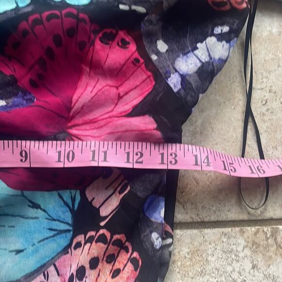 Boston Proper One Shoulder Butterfly Print Dress Black Multi - Picture 12 of 15